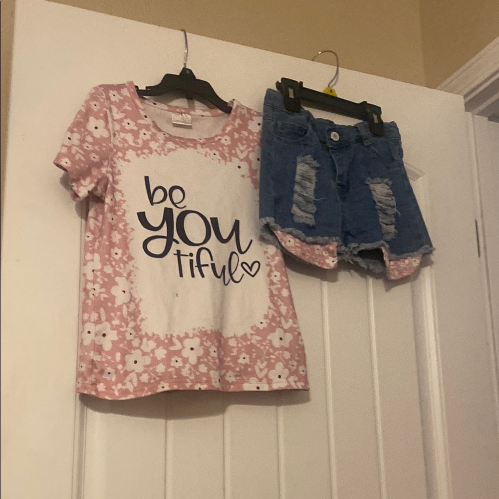 GAP Pink and White Short Sleeve Tee Be You Tiful